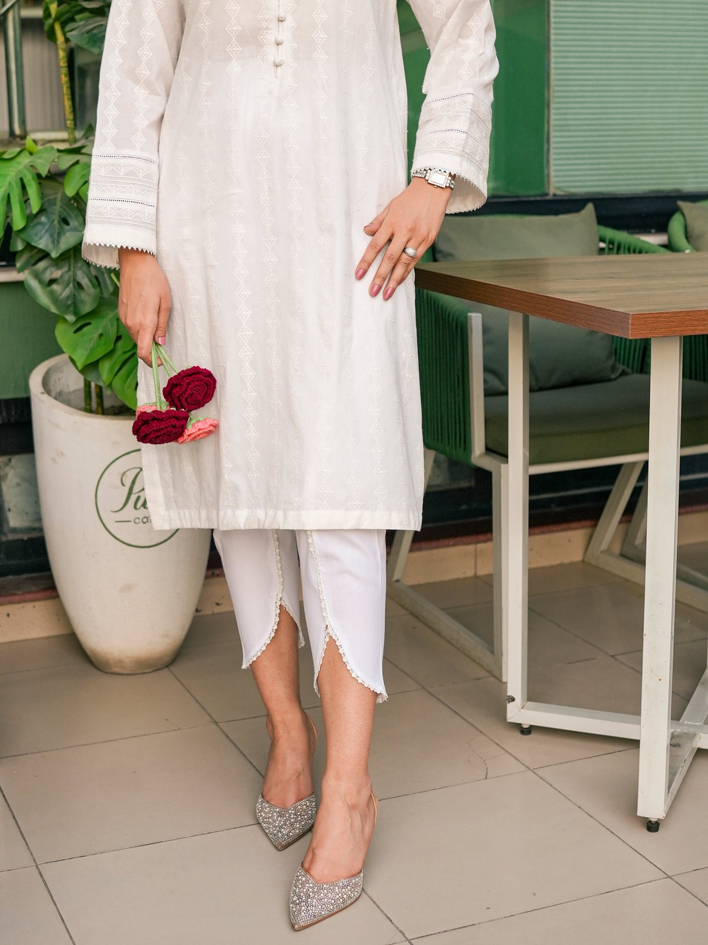 White Embroidered Kurti