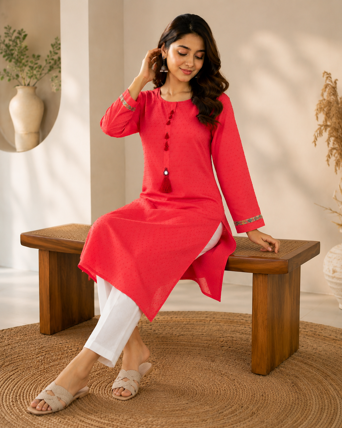 Coral Bloom Summer Kurti
