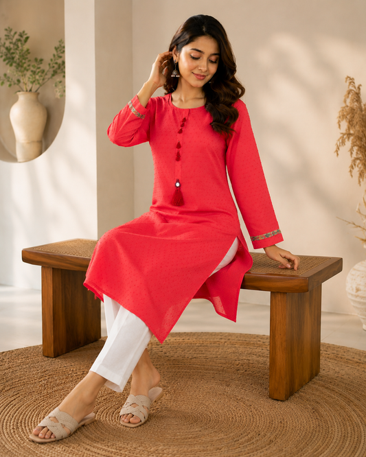 Coral Bloom Summer Kurti