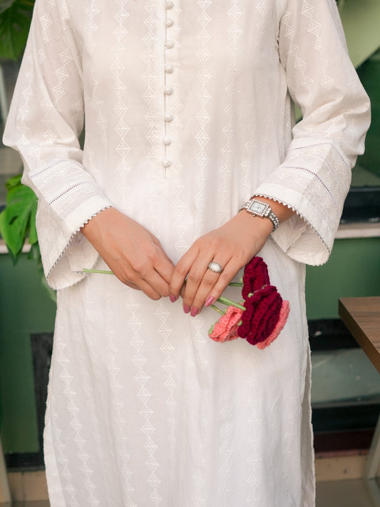 White Embroidered Kurti