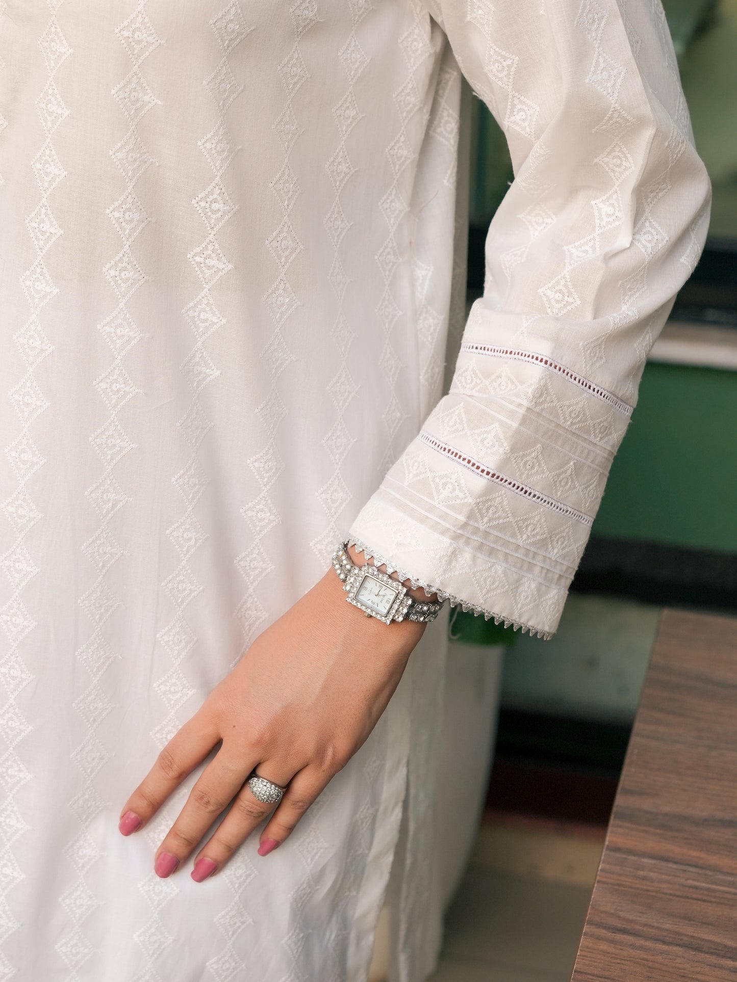 White Embroidered Kurti