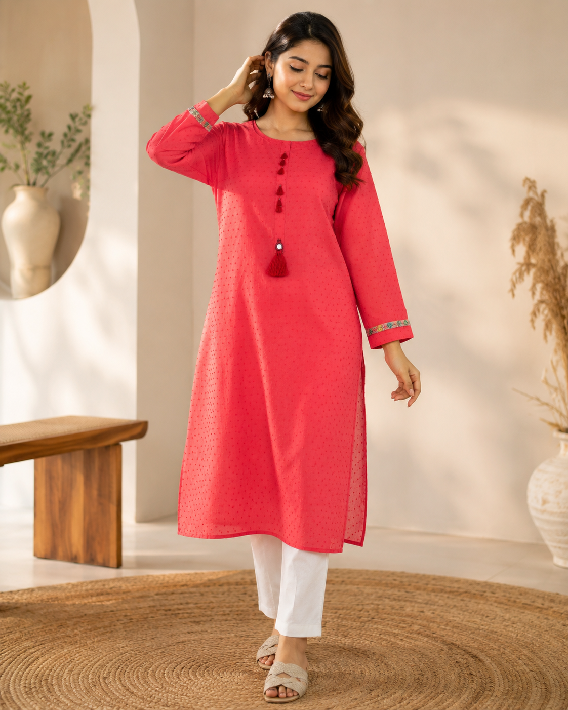 Coral Bloom Summer Kurti